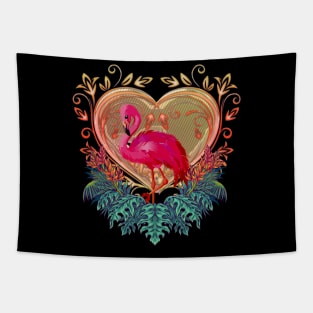 Wonderful flamingo with heart and flowers Tapestry