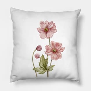 Watercolor Anemone Flower Family Pillow