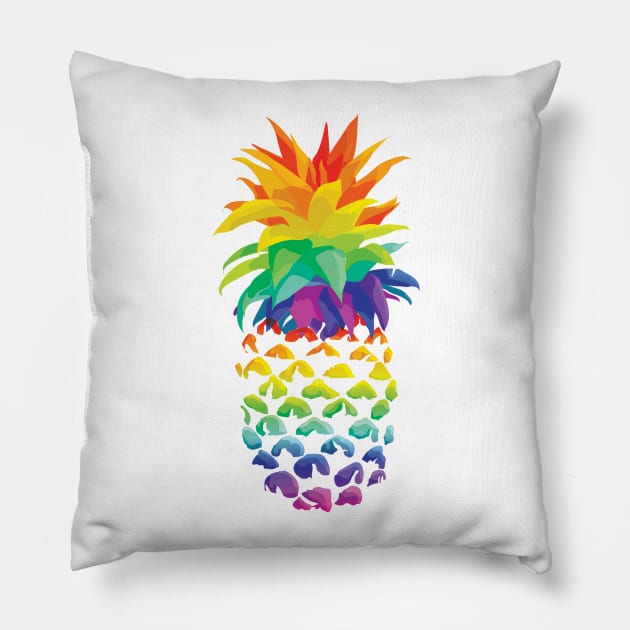 Pineapple Rainbow Fruit Pillow by ThinkingSimple