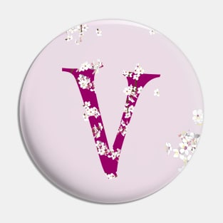 Monogram fairy flowers, letter V Pin