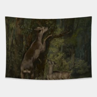 Deer in the Forest by Gustave Courbet Tapestry