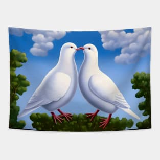 Pride: Dove Love on a Dark Background Tapestry