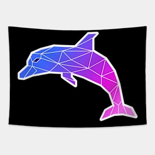 Dolphin in Low Poly with Blue and Pink Gradient Tapestry