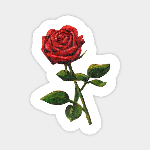 Red Rose Magnet by ABelloArt