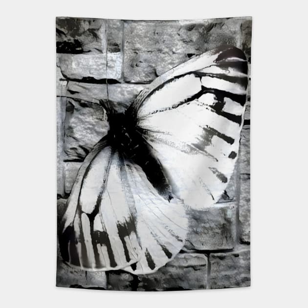 Black and white butterfly tapestry top