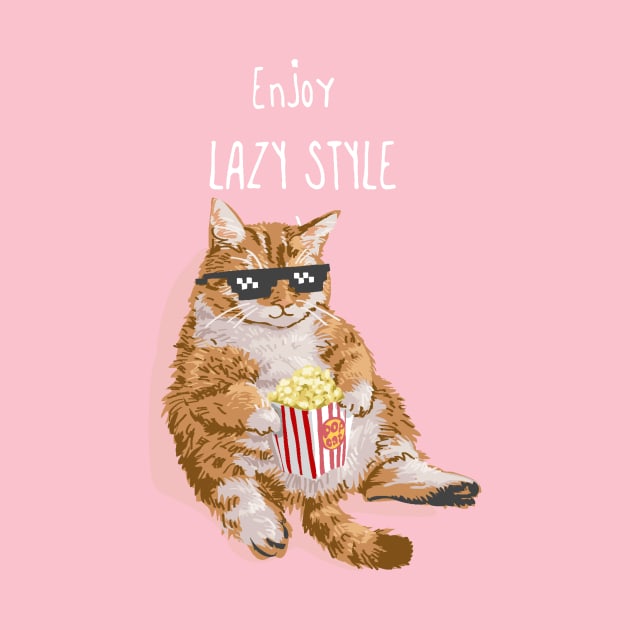 lazy life cat by Tees of Joy