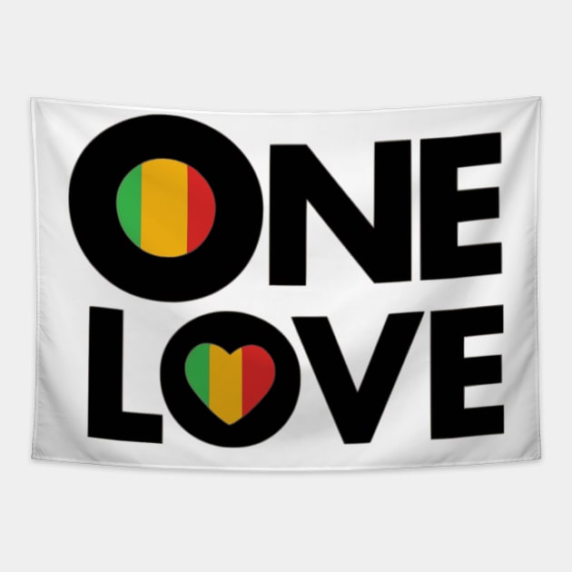 One Love Reggae Rasta Colors Jamaican Tapestry by Yaad Man