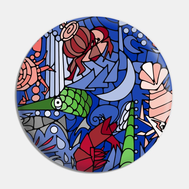 Cubist Crustacean Critters Pin by Slightly Unhinged