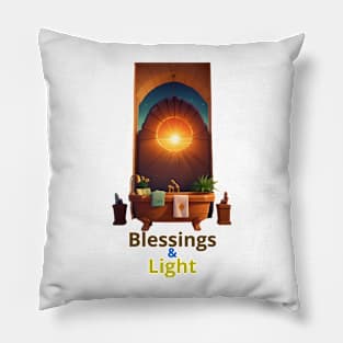 Blessings & Light / easter greetings / easter wishes Pillow