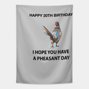 Happy 20th Birthday I hope you have a Pheasant day on grey Tapestry