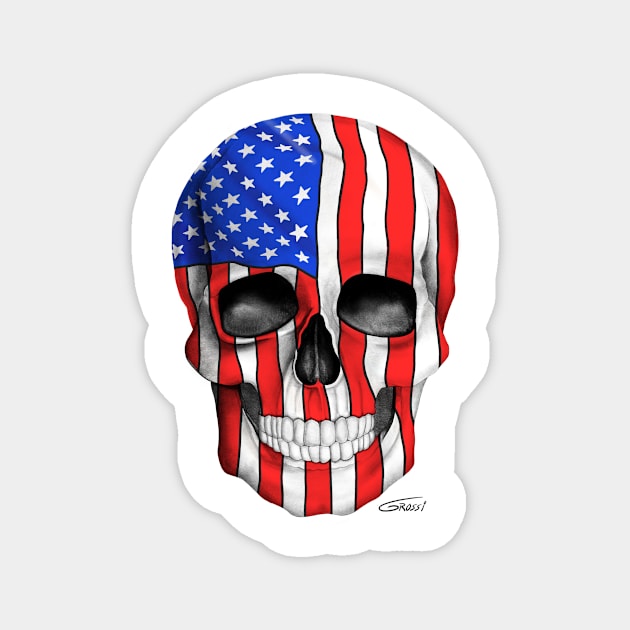 American Flag Skull (On White Background) Magnet by GDGCreations