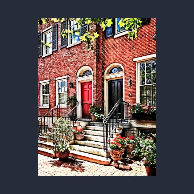 Philadelphia PA - Townhouse With Red Geraniums by SusanSavad