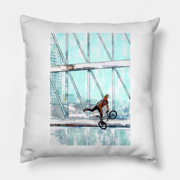 BMX Front Wheel Stand. For BMX Lovers. Pillow by ColortrixArt