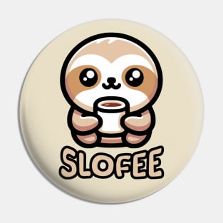 Slofee! Cute Coffee Sloth Pun Pin