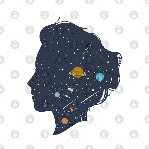 Woman landscape universe silhouette by Mako Design 