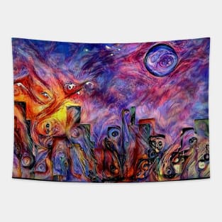 Night city silhouettes Tapestry