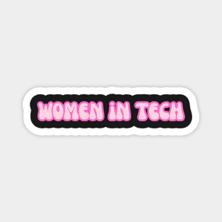 Groovy Font Women in Tech Pink Magnet