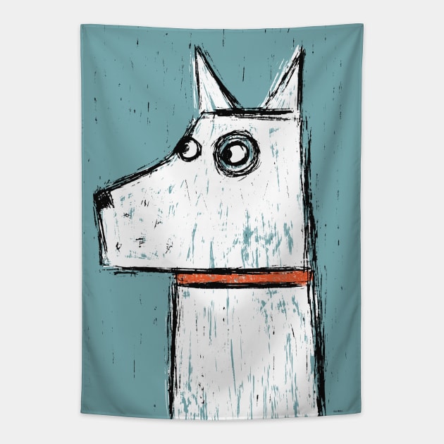 White Terrier Dog Tapestry by NicSquirrell