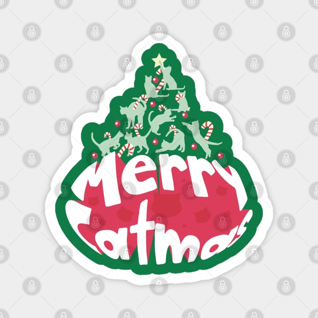 Catmas Cat Christmas Tree Magnet by Anita Lourenso