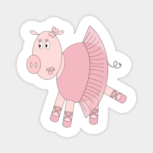 Pink Ballerina Pig In Tutu Digital Art | Melanie Jensen Illustrations Magnet