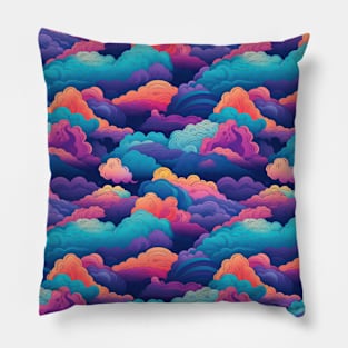 Dreamy Skies: Pastel Cloudscape Pattern Pillow