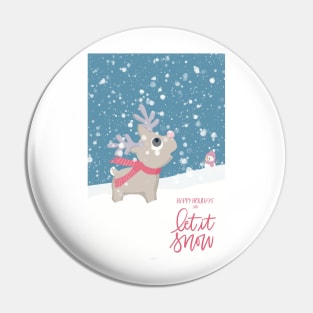 The first snow. Surprised little reindeer looking up in the sky. Let it snow and Merry Christmas. Pin