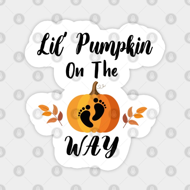 Lil Pumpkin On The Way - Girl Fall Baby Shower Pumpkin Magnet by WassilArt