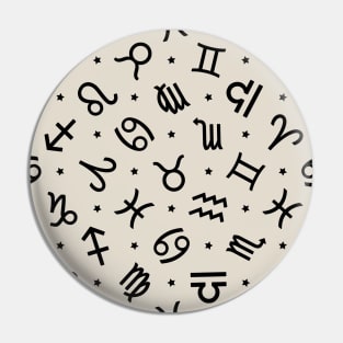 Pattern Set Zodiac Sign Horoscope Astrology Symbol Black and Creme Pin