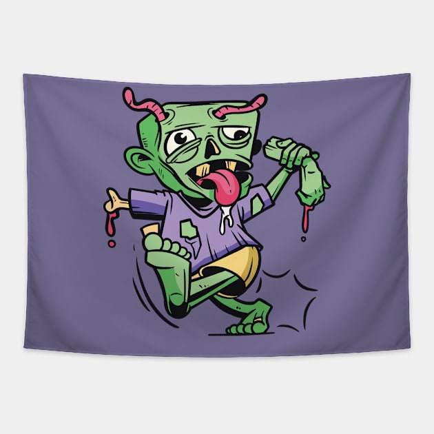 Cartoon Zombie Kid Tapestry by SLAG_Creative