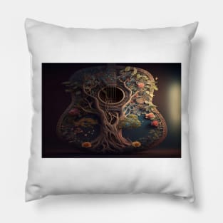 Acoustic Guitar Tree Of Life / Unwind Art Work Design Pillow