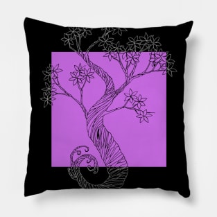 Purple Square Ink Tree Pillow