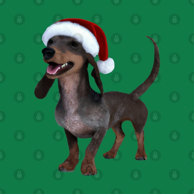 Holiday Ready Dachshund Sausage Dog With Santa Hat by taiche