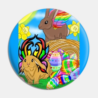 Easter bunnies with wings Pin