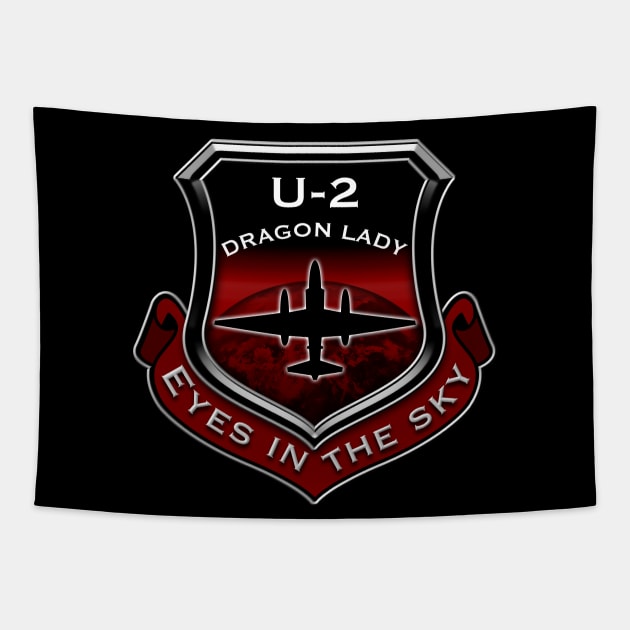 Red U2 Dragon Lady spy plane shield Tapestry by DrewskiDesignz