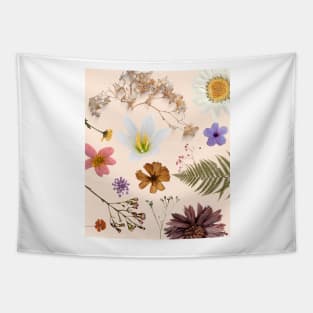 Beautiful Botany Collage - Light Peach Tapestry