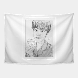 Jin with photocard Selca Tapestry