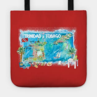 Trinidad Illustrated Travel Map with Roads and Highlights Tote