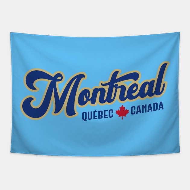 Montréal Québec Canada Classic Athletic Script Blue Tapestry by TGKelly