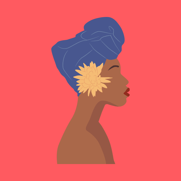 Black woman head wrap by JunkyDotCom