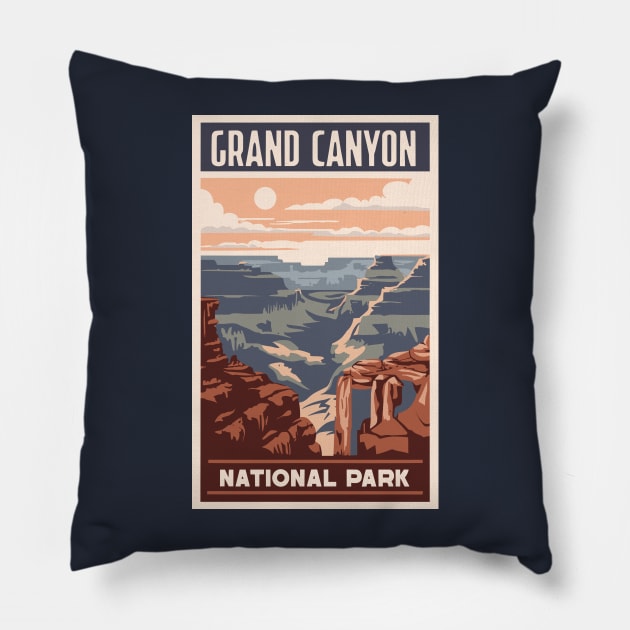 A Vintage Travel Art of the Grand Canyon National Park - Arizona - US Pillow by goodoldvintage