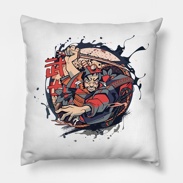 Samurai Attack Pillow by origato