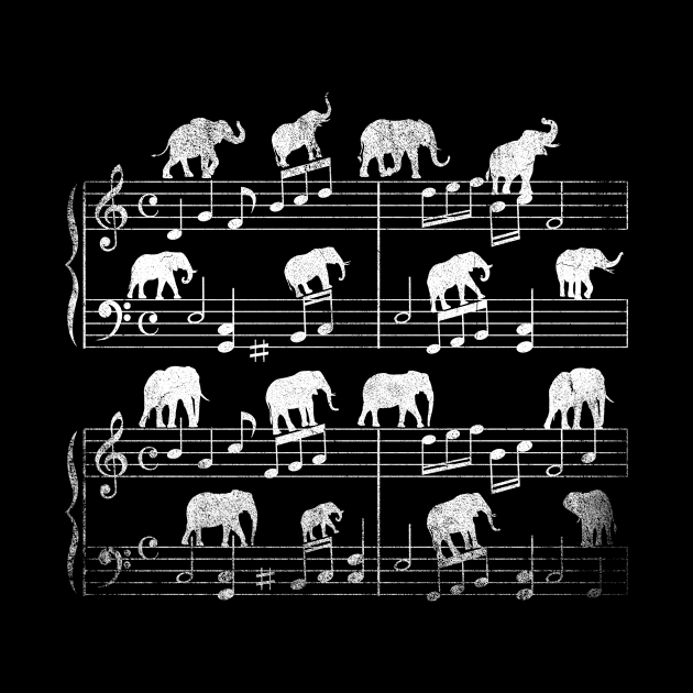 Music Sheet Retro Safari Elephants by shirtsyoulike