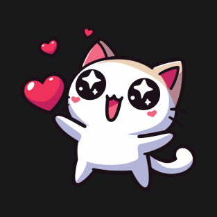 Kawaii kitten with hearts T-Shirt