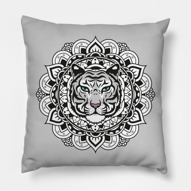 Tigers Mandala Logo Pillow by lunatriasih