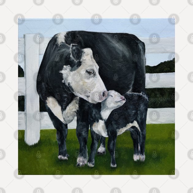 Mom and Baby Cows by megandavellafineart