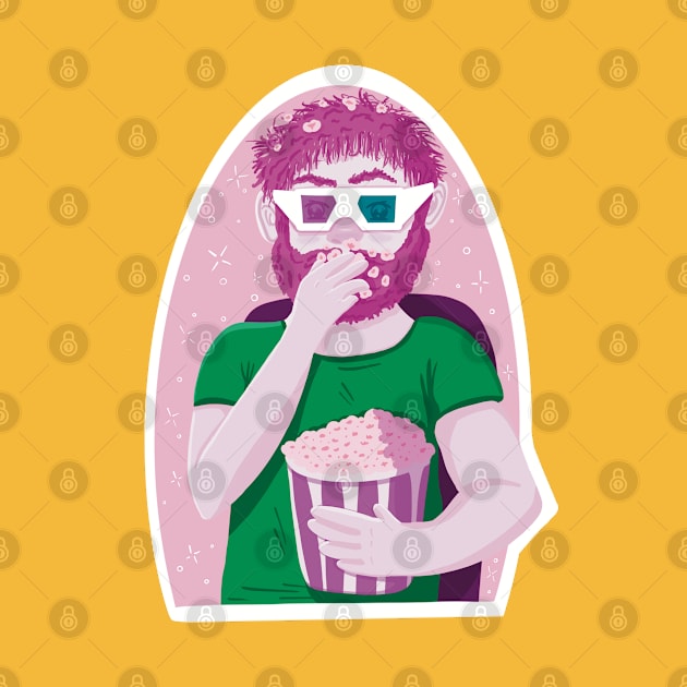 Cinema lover eating popcorn by Xatutik-Art