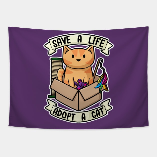 Save A Life - Adopt a Cat Tapestry by Doodlecats 