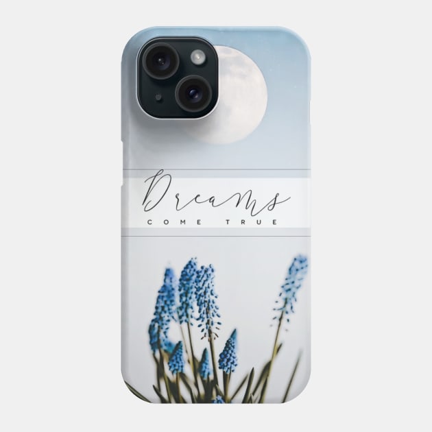 Moon dream sky clouds aesthetic love blue romantic  dreams come true flowers Phone Case by AGRHouse