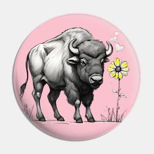 Buffalo in love with flower western American west animal Pin