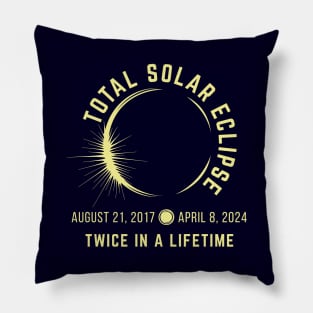 Total Solar Eclipse | Twice In A Lifetime | Light Yellow On Darks Pillow